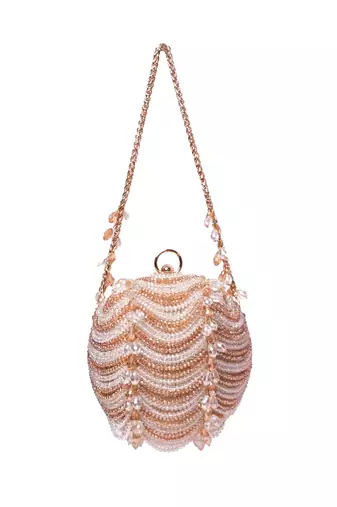 Velora gold georgette embellished round bag