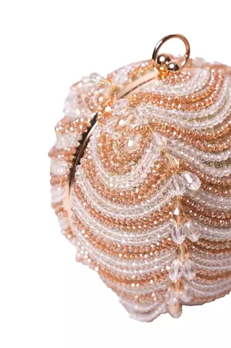 Velora gold georgette embellished round bag