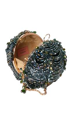Velora black suede embellished round bag 1