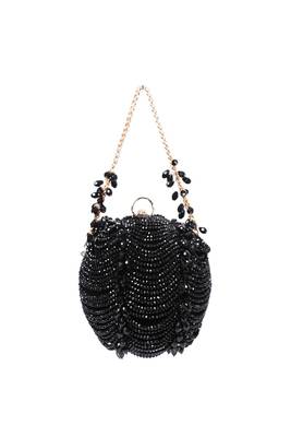 Velora black suede embellished round bag 4
