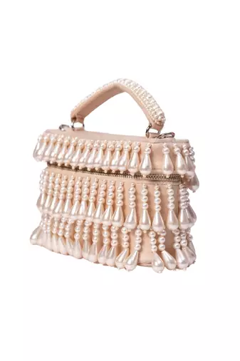 Zarah ivory pearl embellished vanity bag