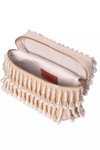Zarah ivory pearl embellished vanity bag
