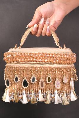 Mirage gold mirrorwork embellished vanity bag 1