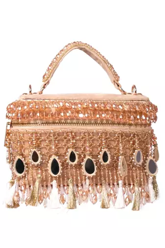 Mirage gold mirrorwork embellished vanity bag