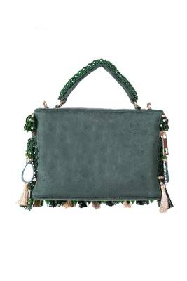 Mirage green mirrorwork embellished vanity bag 2