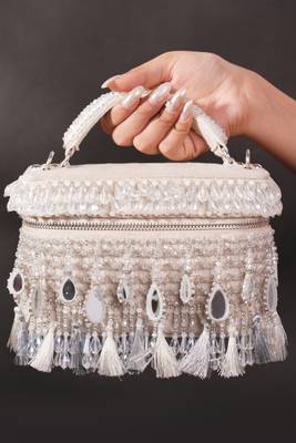 Mirage silver mirrorwork embellished vanity bag 1