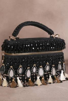 Mirage black mirrorwork embellished vanity bag 1