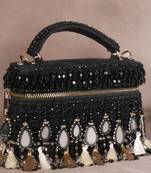 Mirage black mirrorwork embellished vanity bag