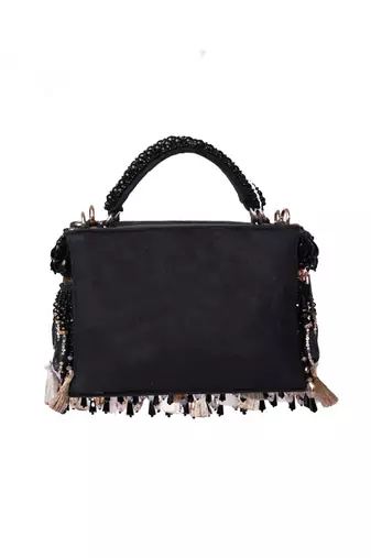 Mirage black mirrorwork embellished vanity bag