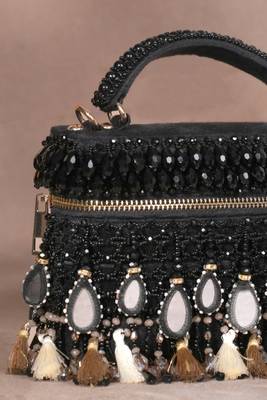 Mirage black mirrorwork embellished vanity bag 3