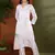 Floral embroidered chikankari straight pure cotton white front slit kurta with palazzos