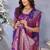 Purple Woven Silk Blend Saree With Blouse