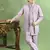 Boys geometric embroidered sequined sherwani with pant & necklace set - lilac