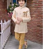 Boys ethnic motifs jacquard sherwani & pant set