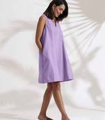 Truebrowns lilac cotton blend short dress