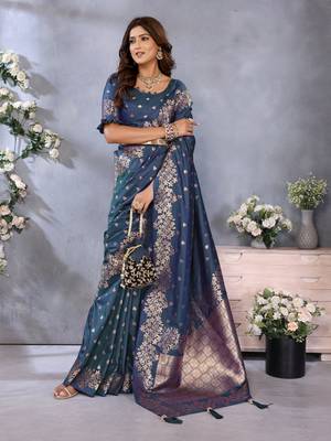 Morpic Woven Silk Blend Saree With Blouse 1