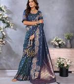 Morpic Woven Silk Blend Saree With Blouse