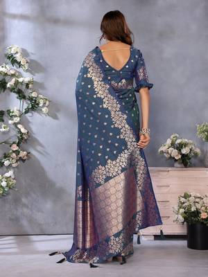 Morpic Woven Silk Blend Saree With Blouse 4