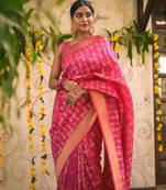 Pink silk blend saree with blouse