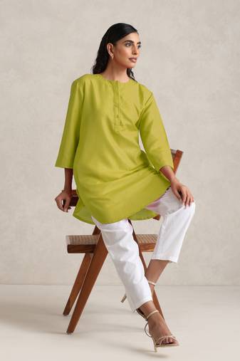 me cotton blend short kurta