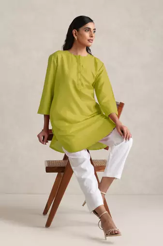me cotton blend short kurta