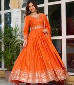 Wedding wear anarkali gown with dupatta set
