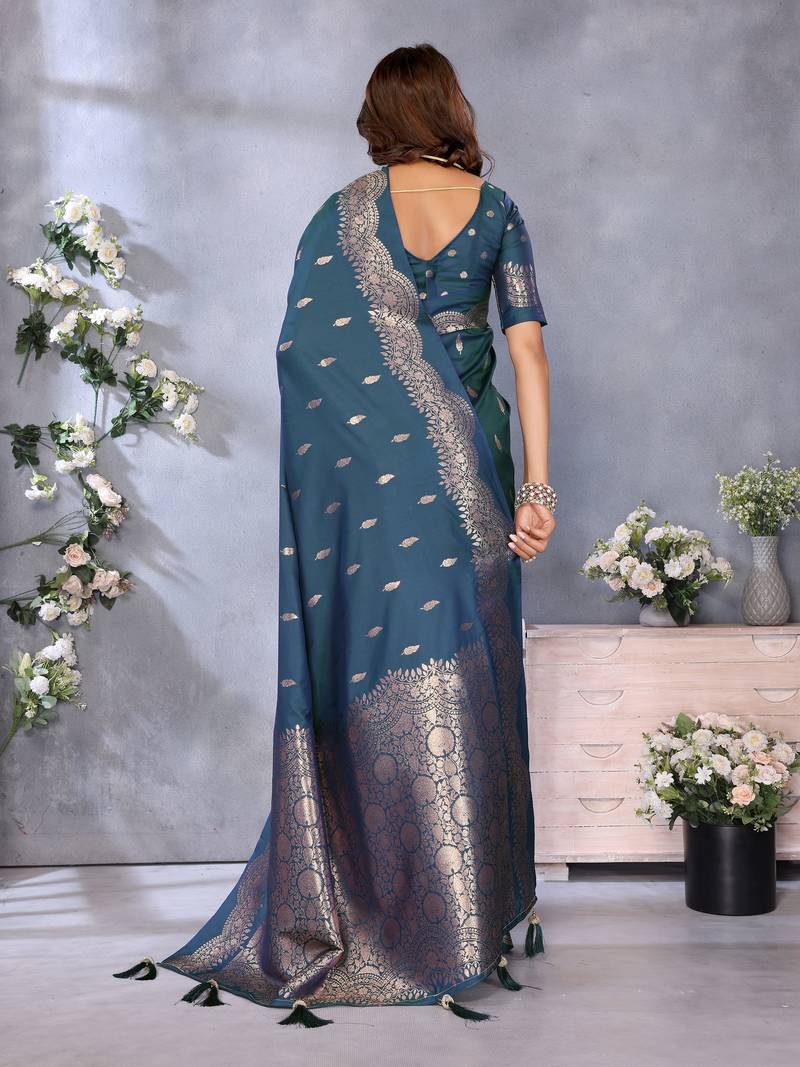 Morpic Woven Silk Blend Saree With Blouse