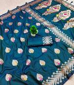 Teal Banarasi Silk blend Rich Pallu Saree