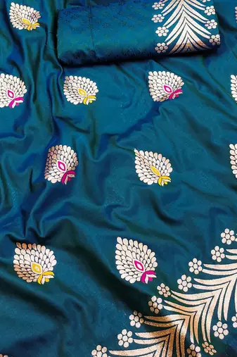 Teal Banarasi Silk blend Rich Pallu Saree