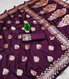 Wine Banarasi Silk blend Rich Pallu Saree