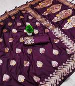 Wine Banarasi Silk blend Rich Pallu Saree