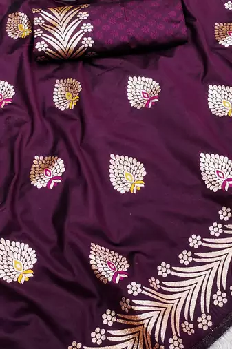 Wine Banarasi Silk blend Rich Pallu Saree