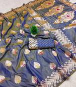 Grey Banarasi Silk blend Rich Pallu Saree