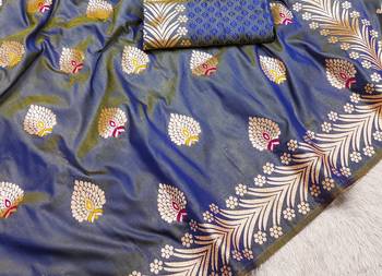 Grey Banarasi Silk blend Rich Pallu Saree 3