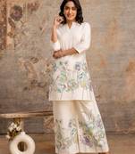 White printed cotton hardik emerald co-ord sets