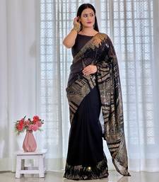 black Georgette sequin saree With Blouse