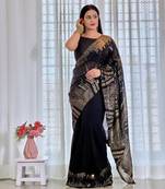 black Georgette sequin saree With Blouse