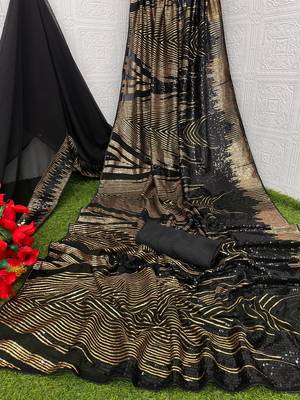 black Georgette sequin saree With Blouse 5