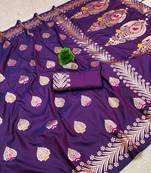Purple Banarasi silk blend Rich Pallu Saree