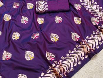 Purple Banarasi silk blend Rich Pallu Saree 2