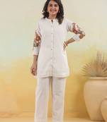 White embroidered cotton hopipola pearl co-ord sets