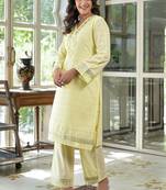 Lime embroidered cotton sanmati  lime co-ord sets