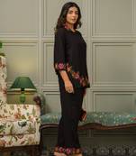 Black embroidered viscose rayon tashvika charcoal co-ord sets