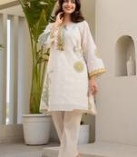 White printed cotton teresa subtle co-ord sets