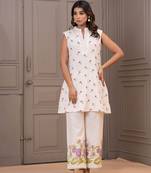 White printed cotton maurya zinnia co-ord sets