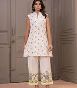 White printed cotton maurya verbena co-ord sets