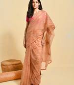 Orange embroidered organza saree with blouse