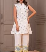 White printed cotton maurya raffles co-ord sets