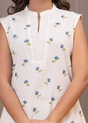 White printed cotton maurya raffles co-ord sets 3