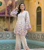 White printed viscose rayon raagvi yale co-ord sets